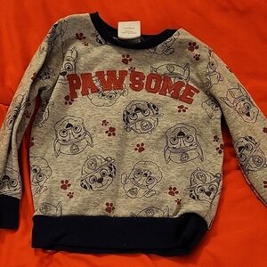 Gray 'Pawsome' Sweatshirt with Cartoon Dogs